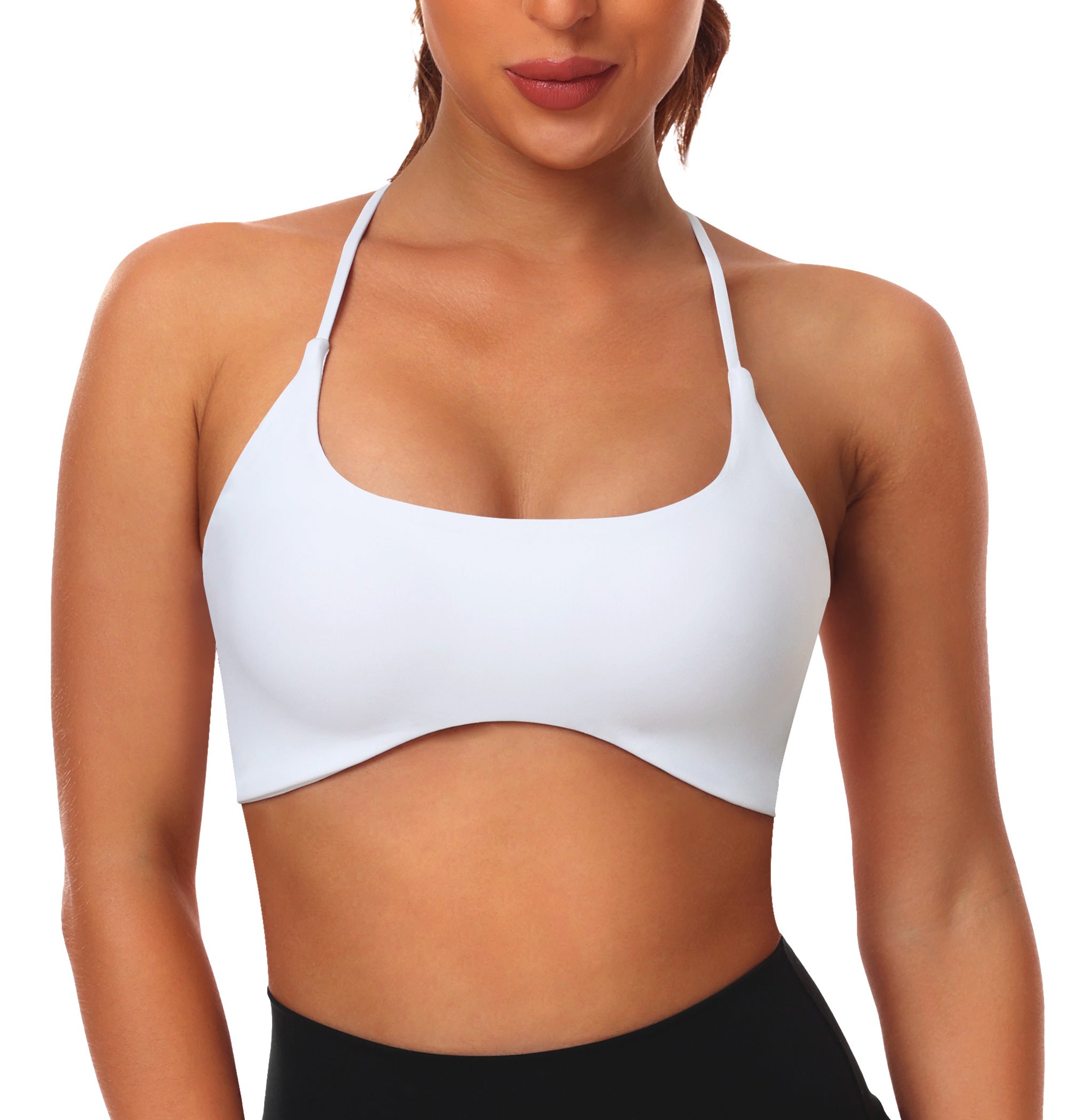 GOFIEP Backless Sports Bras for Women Bras with Sexy Crisscross Built-in Bra Tank Tops for Running Gym Workouts