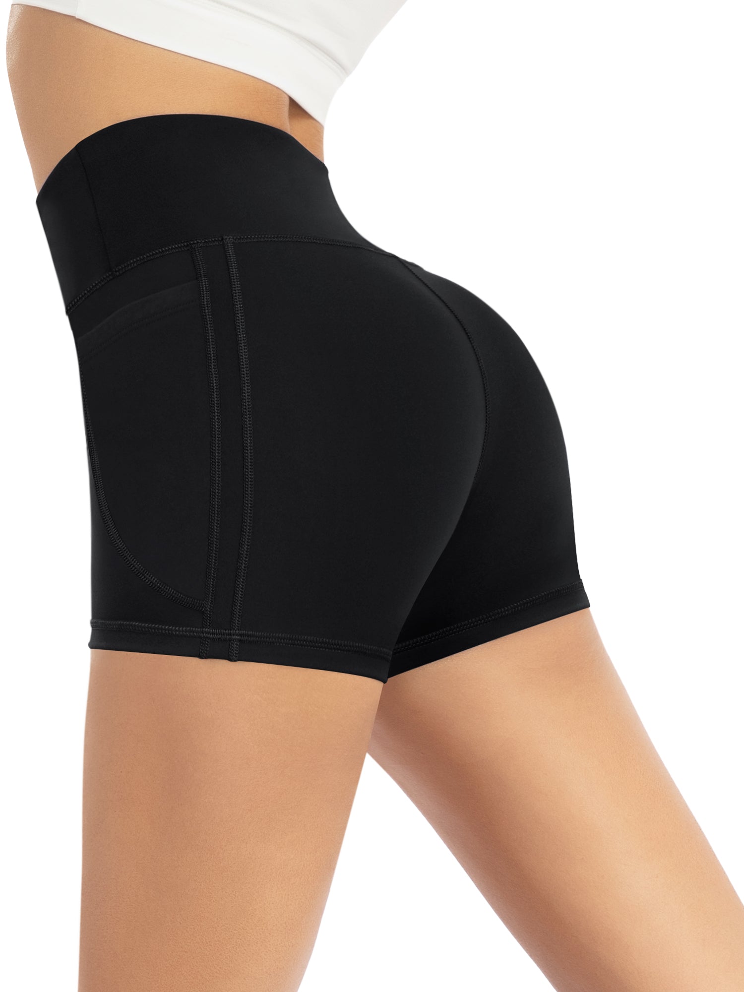 GOFIEP Biker Shorts for Women - Gym Yoga Workout Running Spandex High Waisted Athletic Volleyball Shorts with Pockets