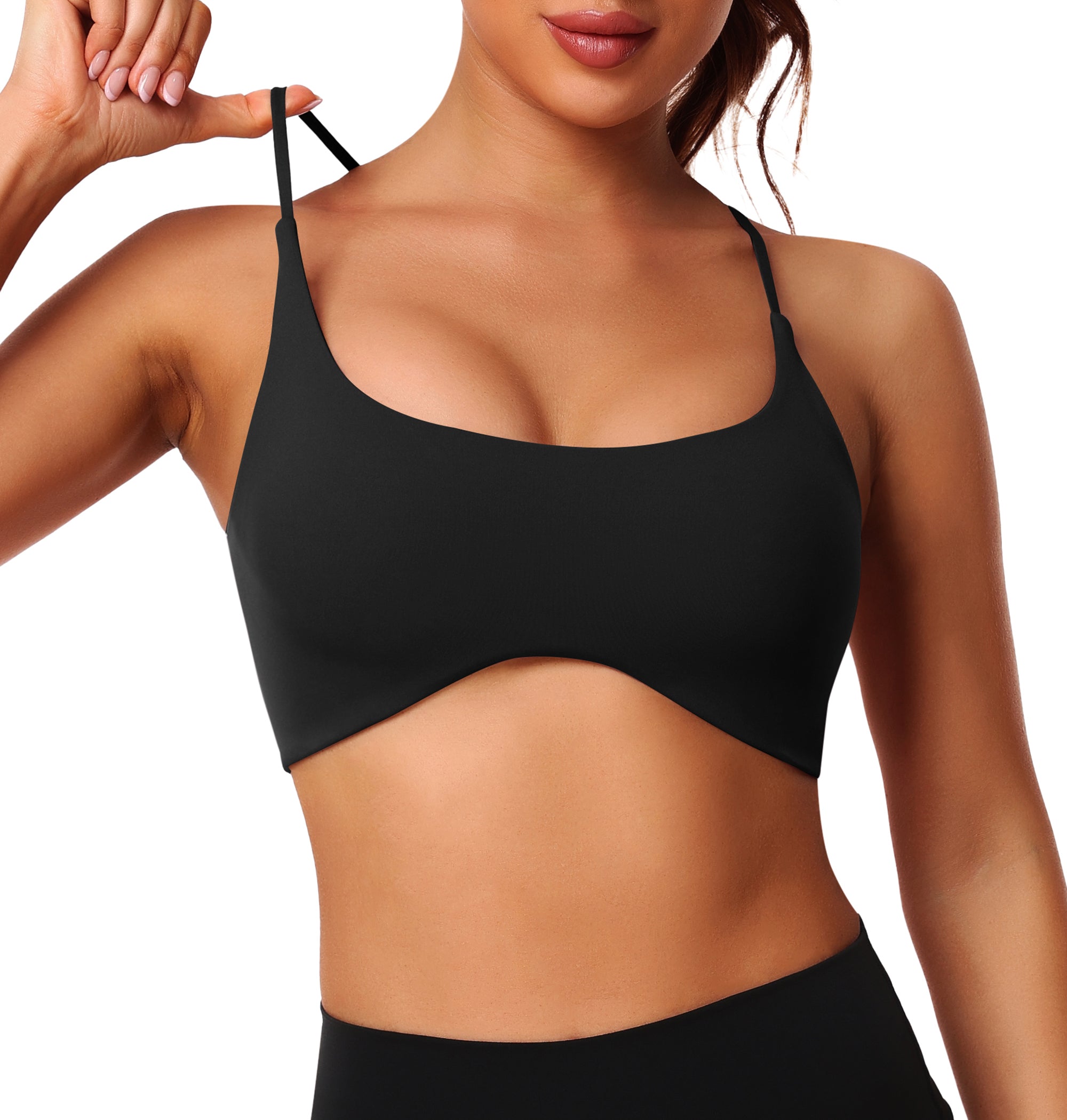 GOFIEP Women workout Strappy Sports Bra Crisscross Open Back Padded Bandeau Workout Crop Tops