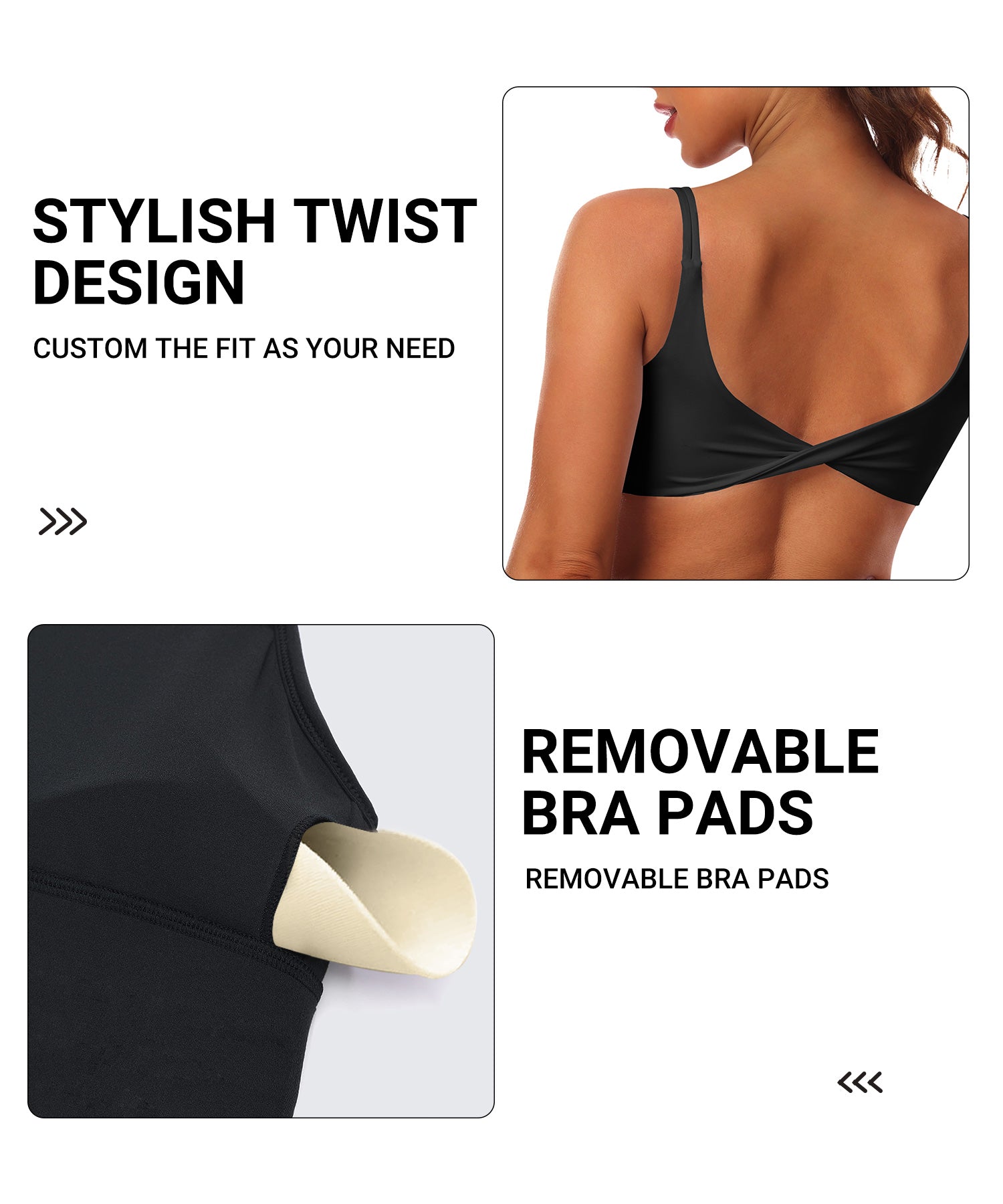 GOFIEP Women's Workout Sports Bras T crossed back straps Low Impact Support Yoga Training Bras Going Out Top