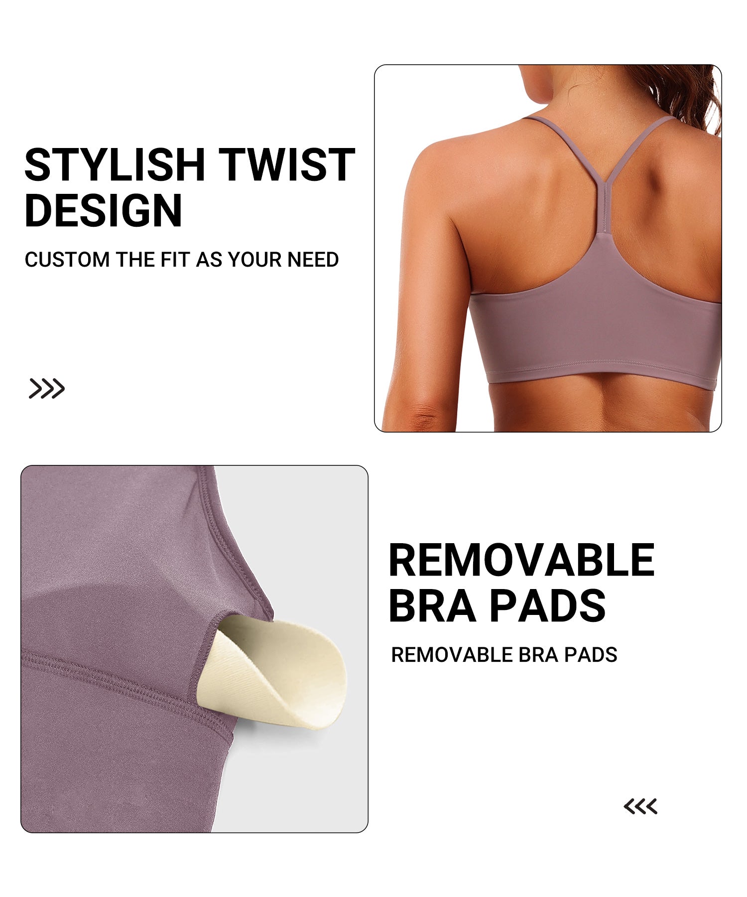 GOFIEP Women's Workout Sports Bras T crossed back straps Low Impact Support Yoga Training Bras Going Out Top