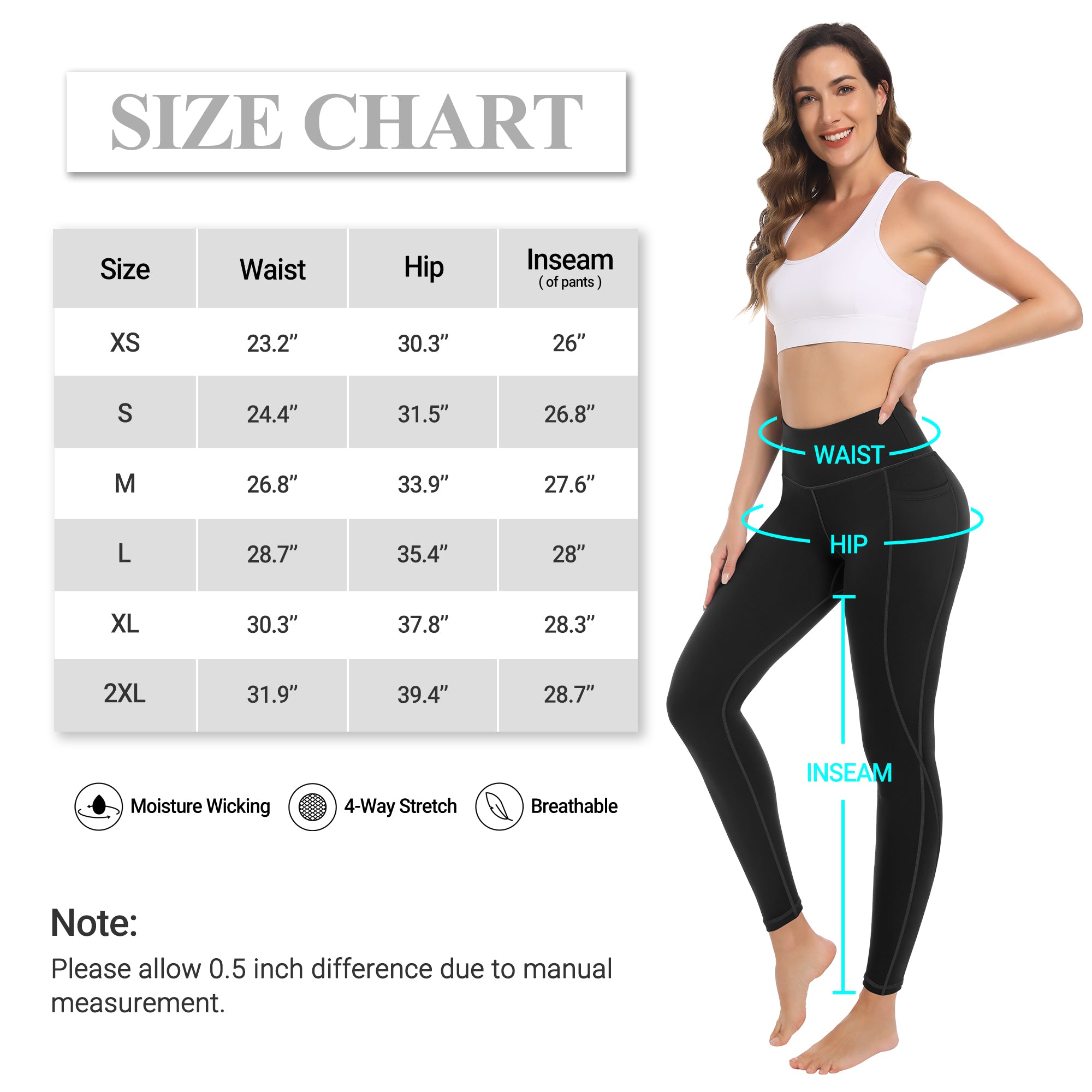 GOFIEP Yoga Leggings with Pockets for Women - High Waist Tummy Control Pants for Workout
