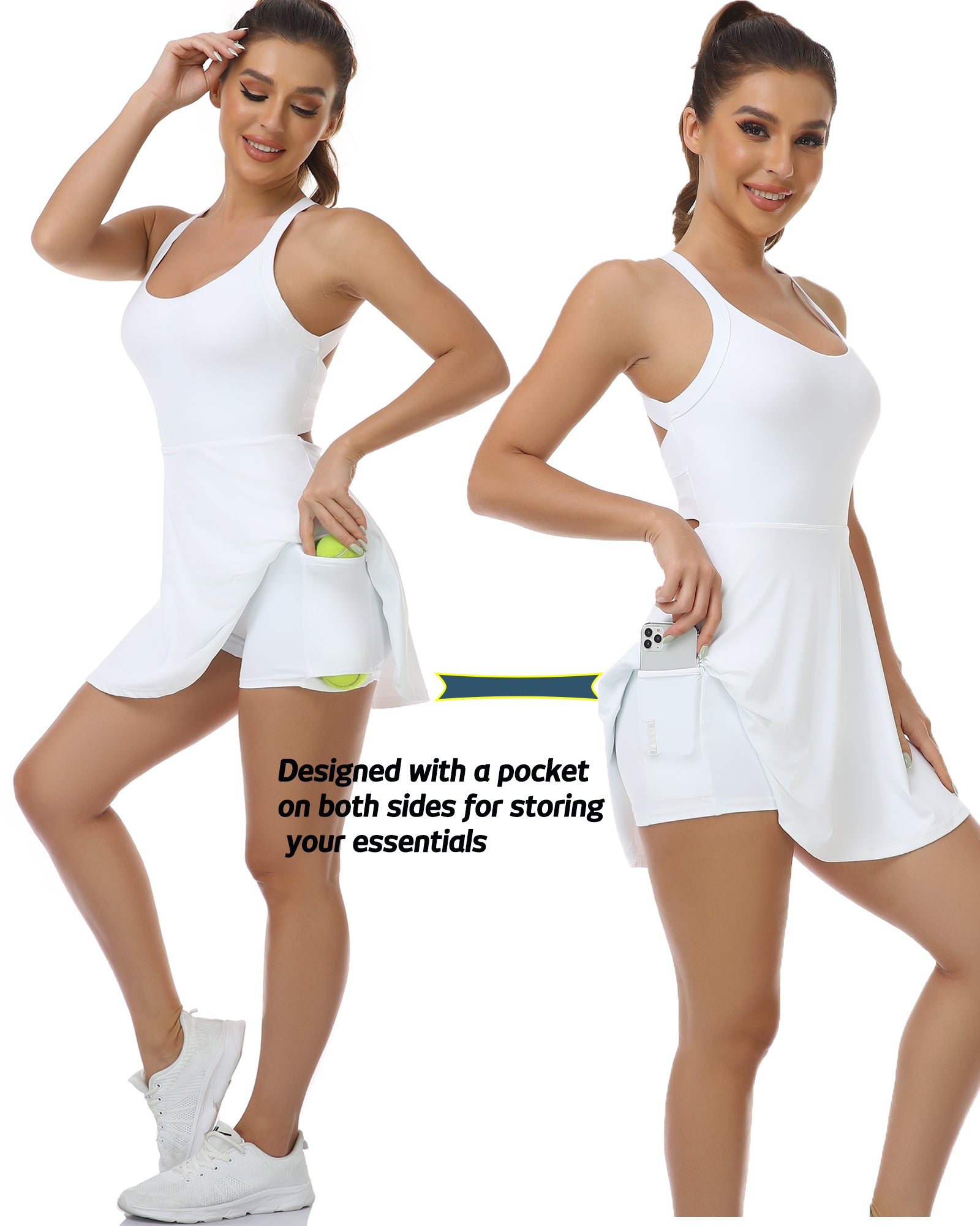 GOFIEP Women Tennis Dress for Workout Sports White