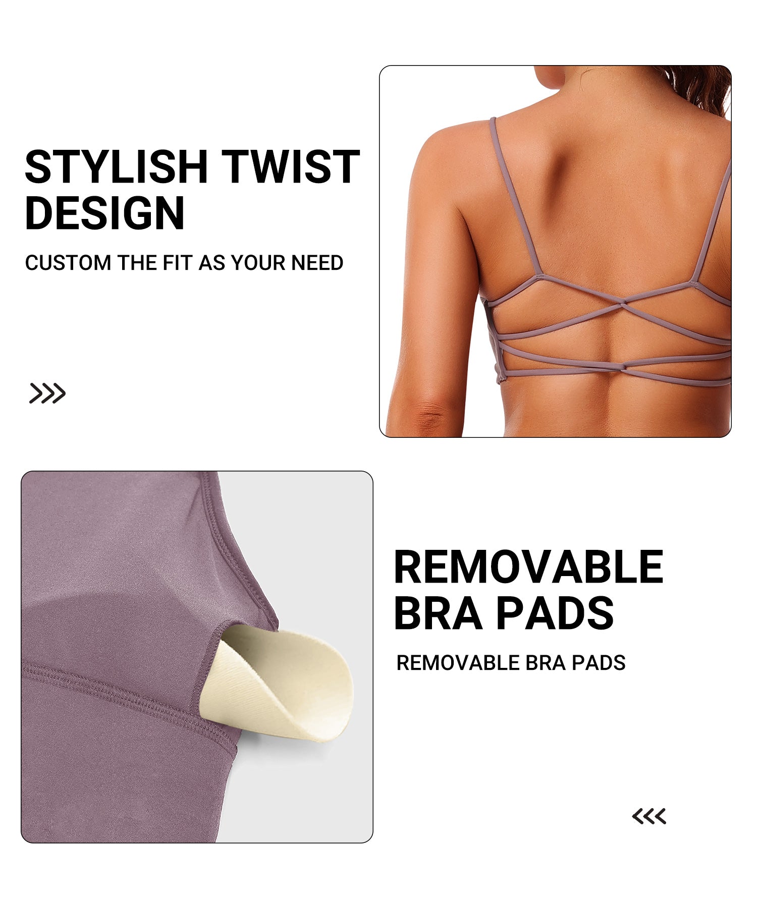 GOFIEP Backless Sports Bras for Women Bras with Sexy Crisscross Built-in Bra Tank Tops for Running Gym Workouts