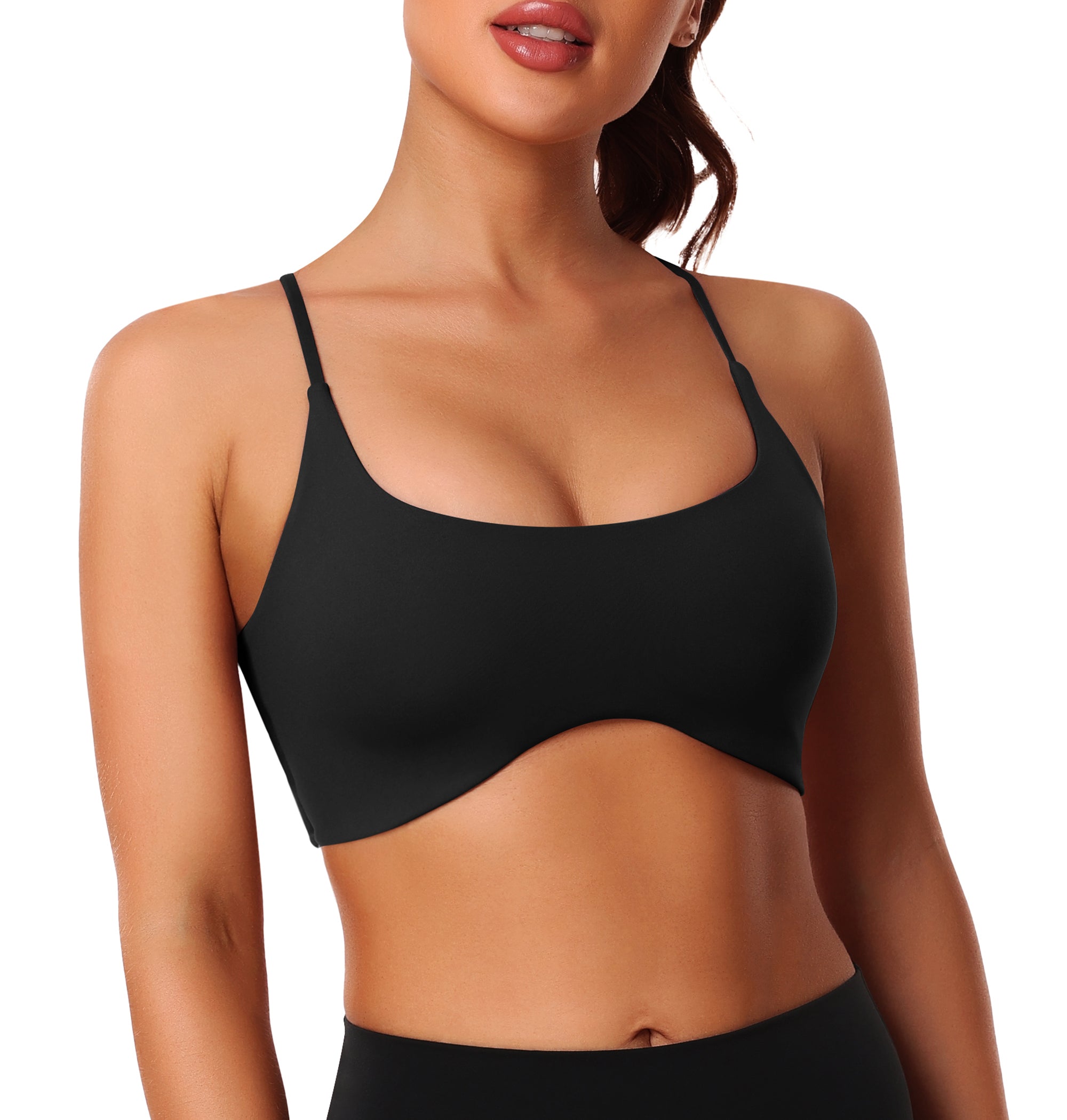 GOFIEP Women workout Strappy Sports Bra Crisscross Open Back Padded Bandeau Workout Crop Tops